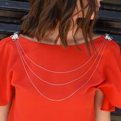 Beetle Shoulder Brooch - Front Model View - Body Chain - DoMo Jewelry