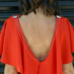 Beetle Shoulder Brooch - Back Model View - Body Chain - DoMo Jewelry